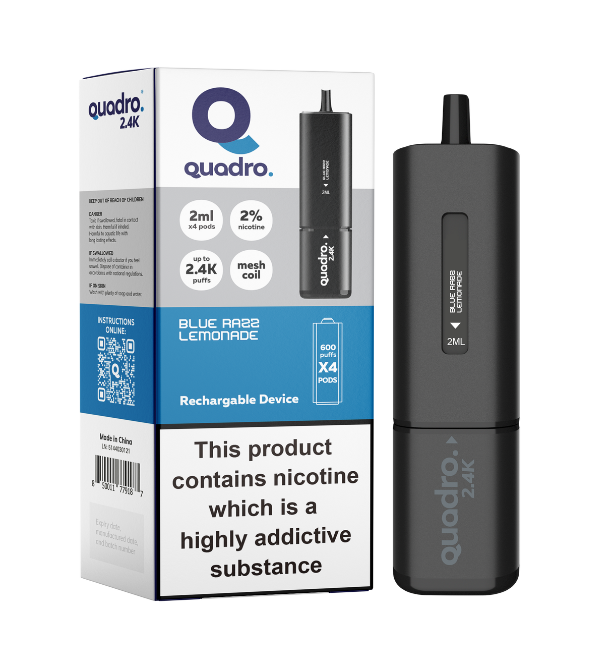 Blue Razz Lemonade - Quadro 4 In 1 Black Series Vape