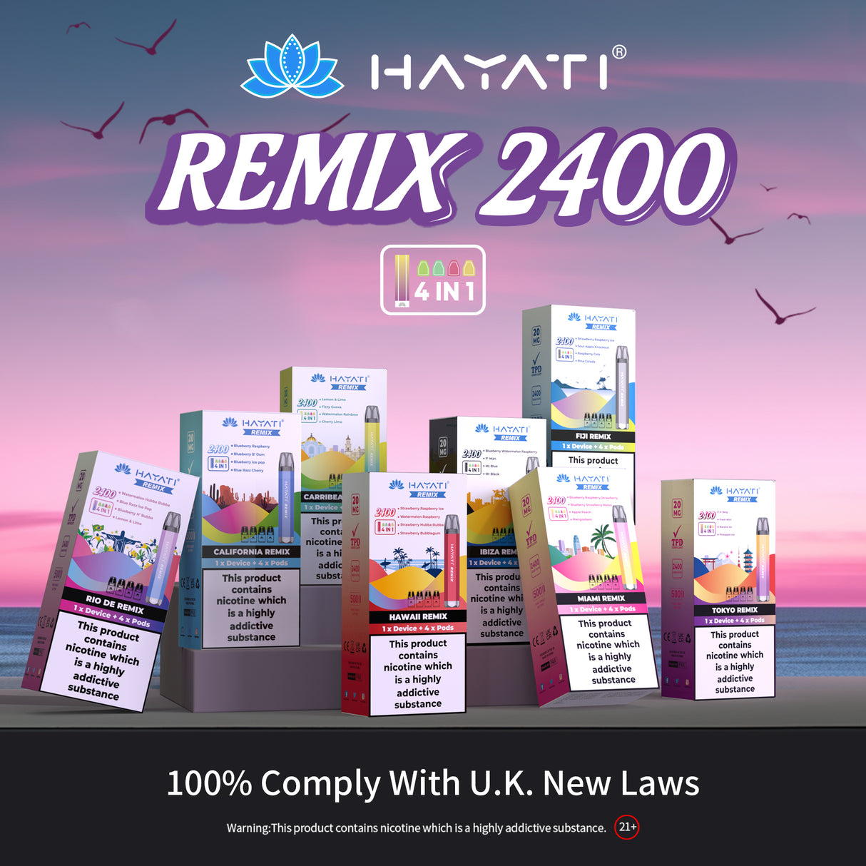 Hayati Remix 2400 Prefilled Pods (Pack OF 4 PODS)