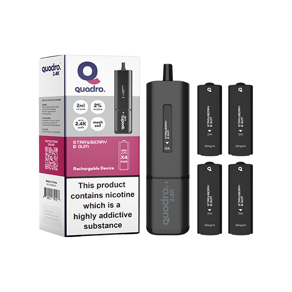 Strawberry B Gum - Quadro Black Series 2.4K Pod Vape Kit