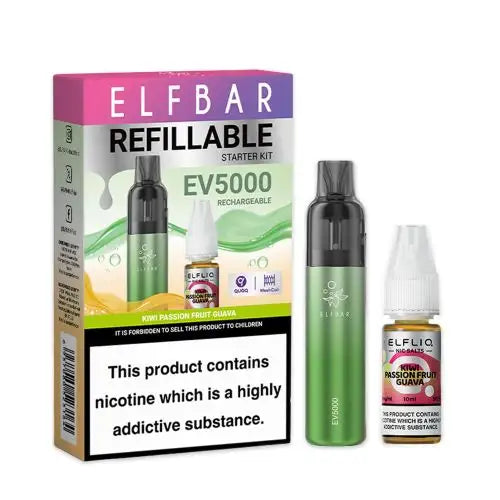 Kiwi Passionfruit Guava - ElfBar EV5000 Refillable Rechargeable Vape Kit