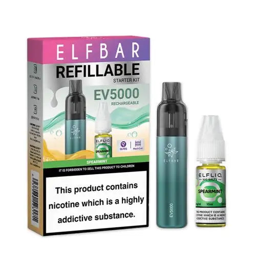 Spearmint - ElfBar EV5000 Refillable Rechargeable Vape Kit