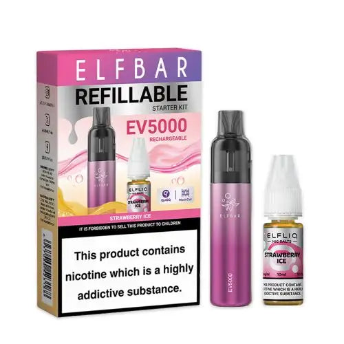 Strawberry Ice - ElfBar EV5000 Refillable Rechargeable Vape Kit