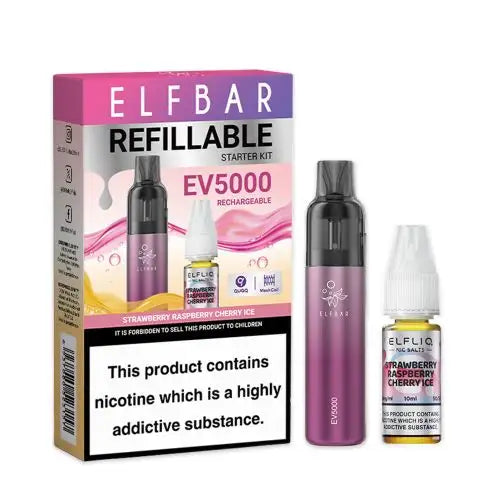 Strawberry Raspberry Cherry Ice - ElfBar EV5000 Refillable Rechargeable Vape Kit